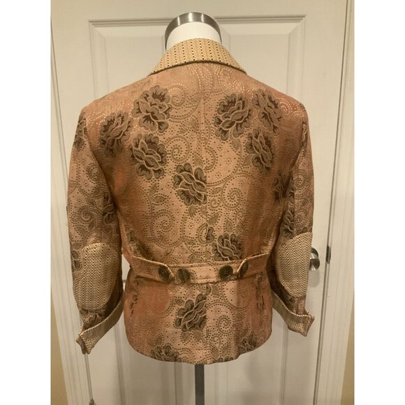 Etro Tan Floral & Paisley Jacquard Blazer W/ Notch Collar, Size 12 (US) 46 (IT) - Picture 6 of 10
